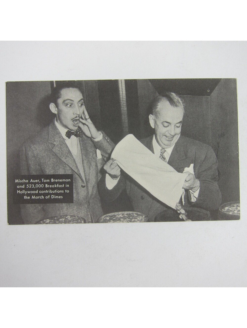Postcard Tom Breneman Breakfast in Hollywood Mischa Auer March of Dimes Vintage